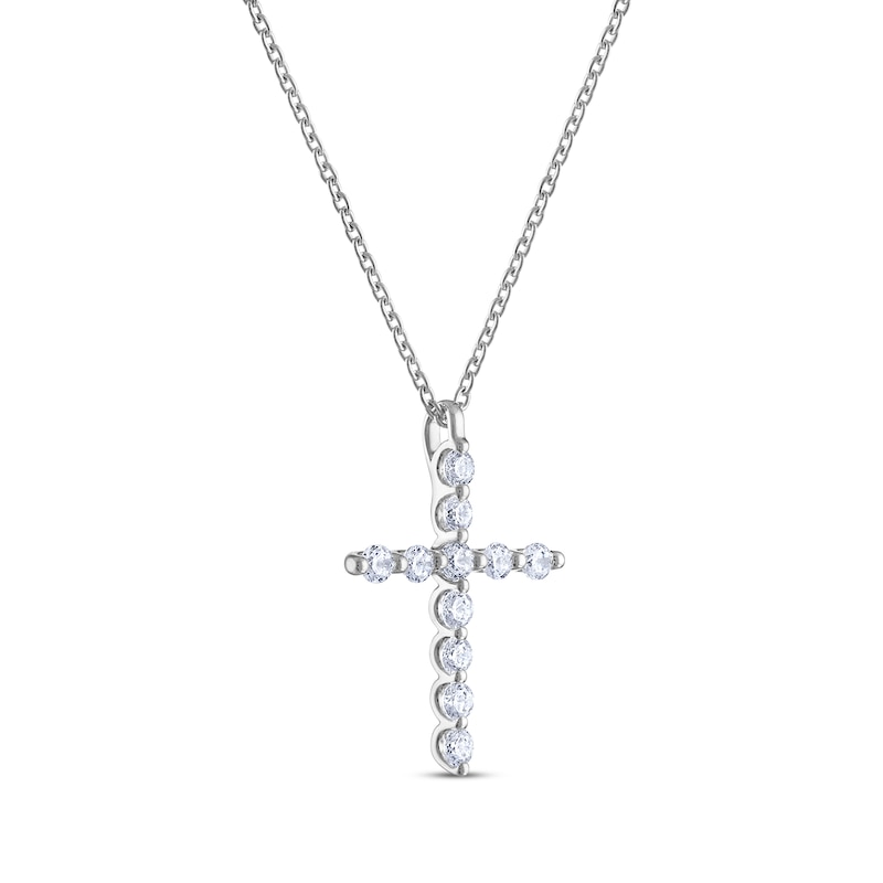 THE LEO Diamond Cross Necklace 1/2 ct tw White Gold Plated 19