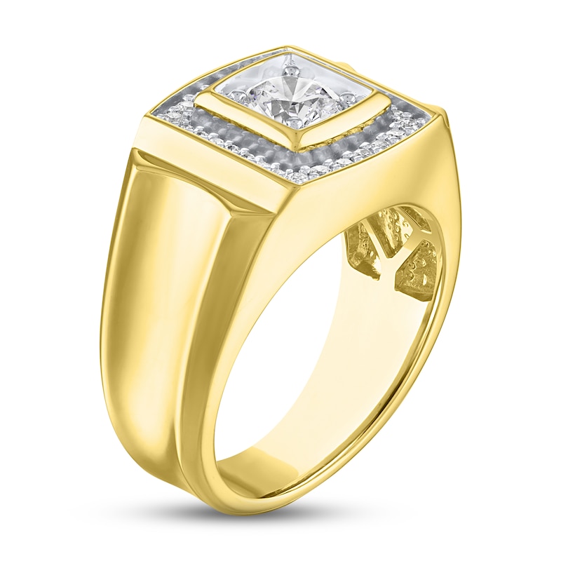 Men's Lab-Created Diamonds by Square Ring 1 ct tw Yellow Gold Plated