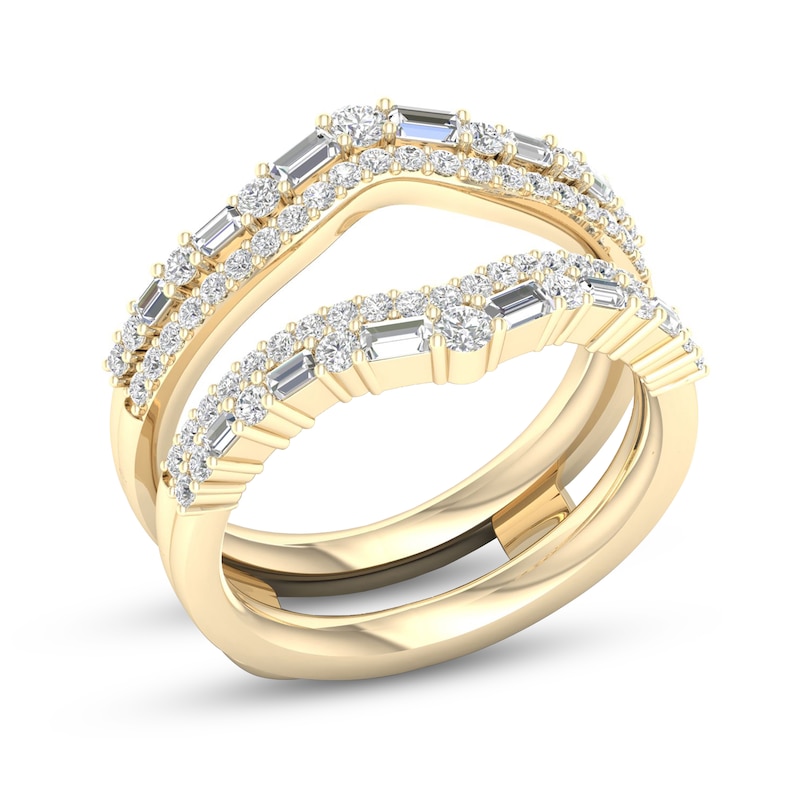 Diamond Enhancer Band 3/4 ct tw Round/Baguette Yellow Gold Plated