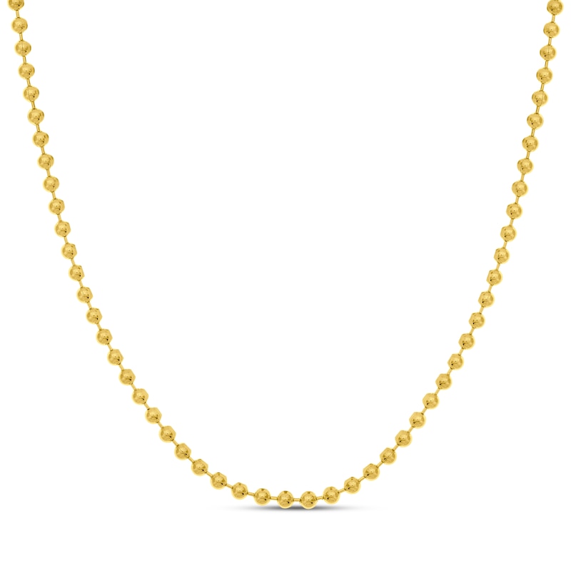 Solid Beaded Necklace Yellow Gold Plated 20