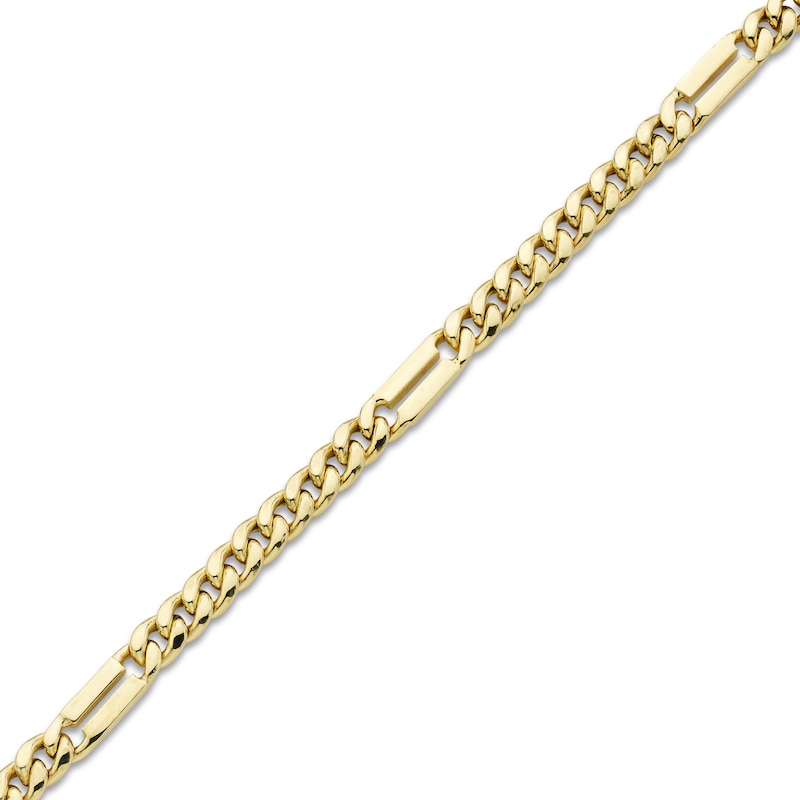 Solid Curb Chain Station Necklace Yellow Gold Plated 22