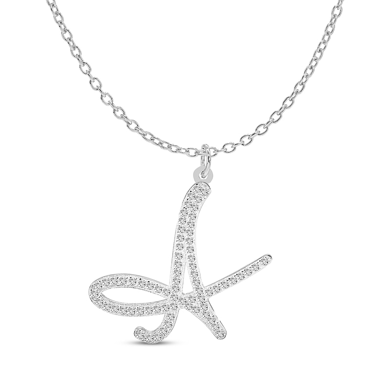 Diamond Initial Necklace 5/8 ct tw Silver Plated 18