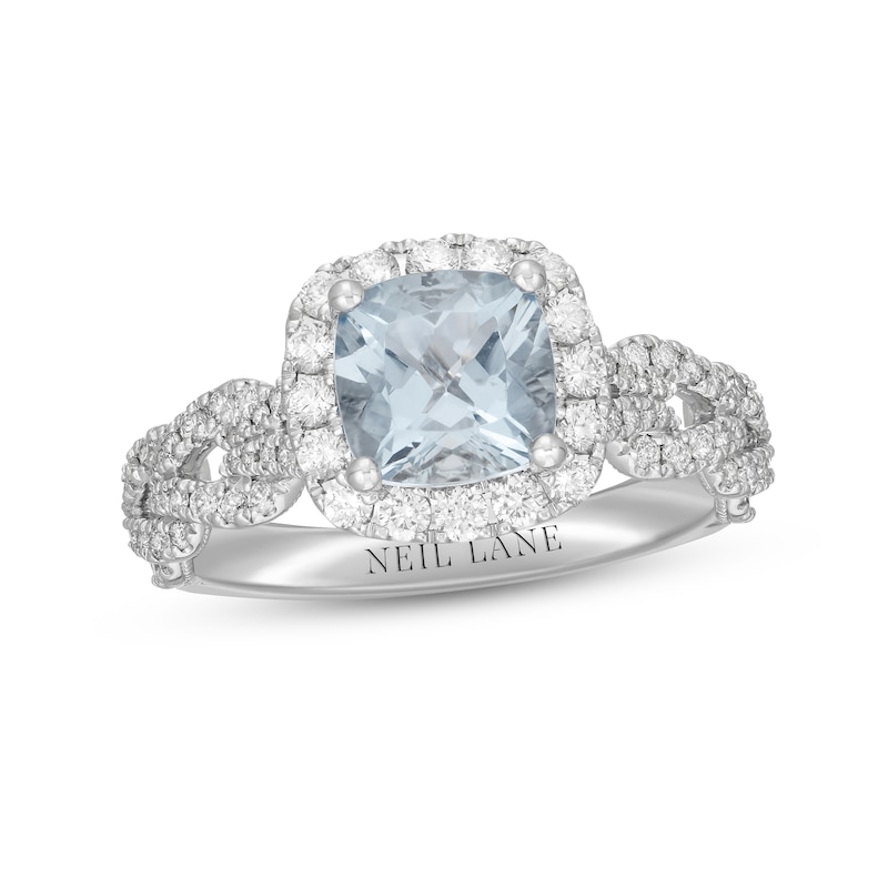 Neil Lane Aquamarine & Diamond Engagement Ring 5/8 ct tw Round-cut White Gold Plated