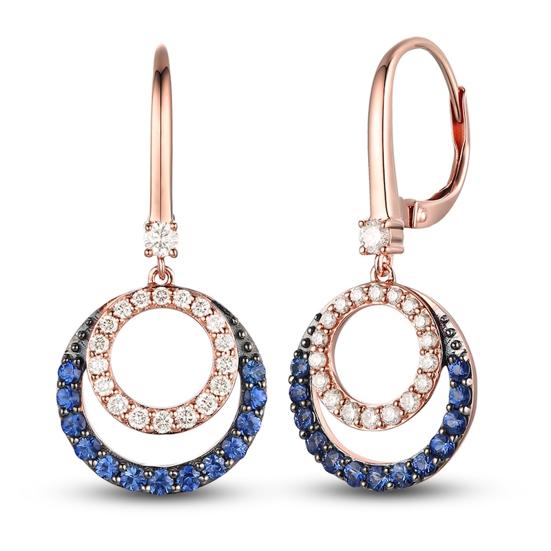 Le Vian Diamond & Sapphire Dangle Earrings 3/8 ct tw Diamonds Strawberry Gold Plated