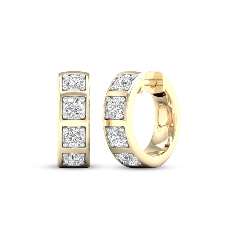 Men's Lab-Created Diamonds by Huggie Hoop Earrings 1 ct tw Yellow Gold Plated