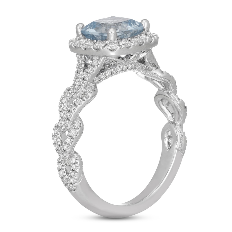 Neil Lane Aquamarine & Diamond Engagement Ring 5/8 ct tw Round-cut White Gold Plated