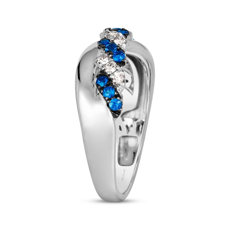 Le Vian Blue Sapphire & Diamond Crossover Twist Ring 1/5 ct tw Vanilla Gold Plated
