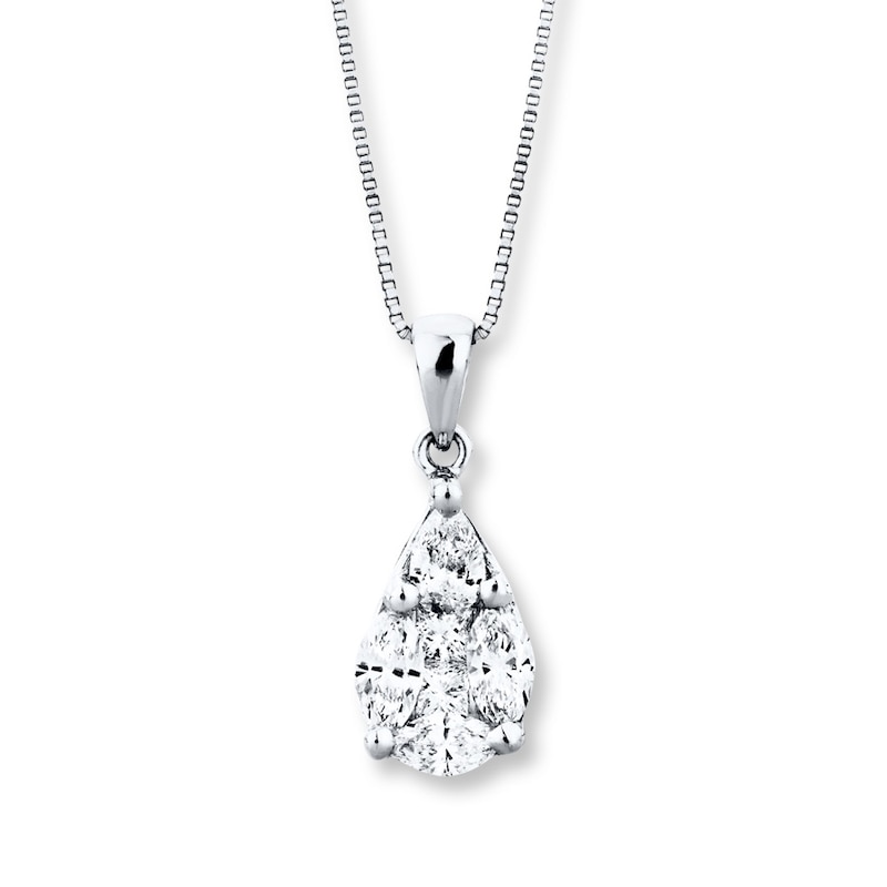 Diamond Teardrop Necklace 3/4 carat tw White Gold Plated