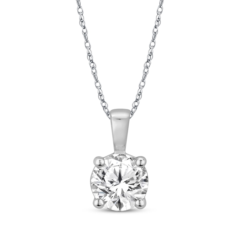 Diamond Solitaire Necklace 1 ct tw Round-cut White Gold Plated 18