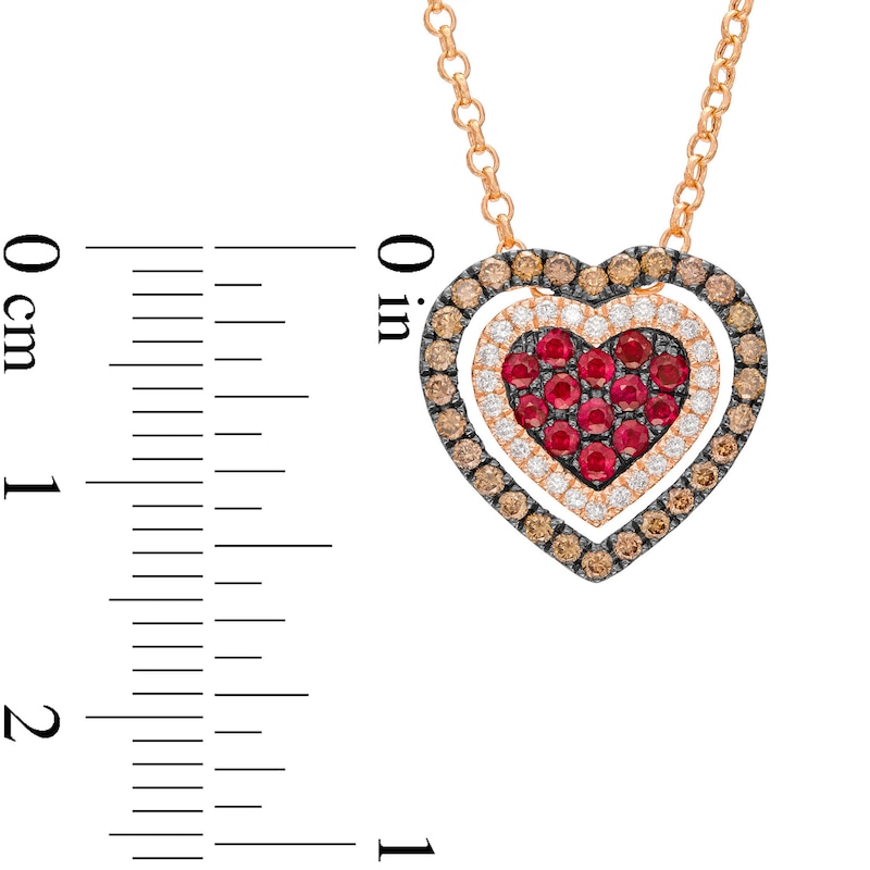 Godiva x Le Vian Ruby Heart Necklace 3/8 ct tw Diamonds Strawberry Gold Plated 18