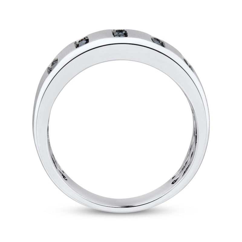 Men’s Round-Cut Black Diamond Anniversary Band 1/2 ct tw White Gold Plated