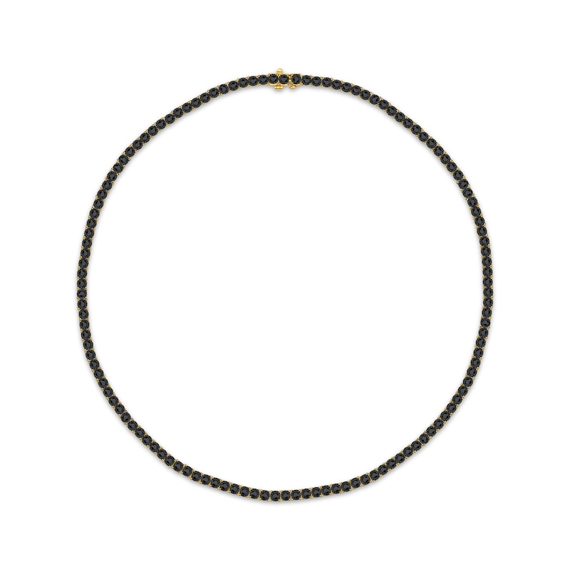 Men's Black Diamond Tennis Necklace 5 ct tw Yellow Gold Plated 20