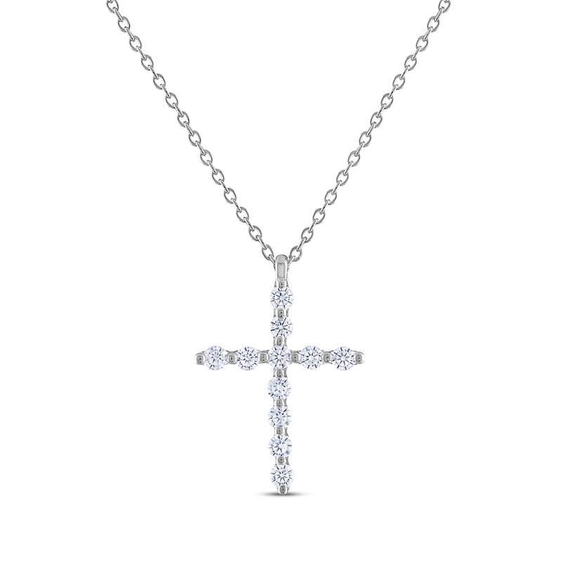 THE LEO Diamond Cross Necklace 1/2 ct tw White Gold Plated 19