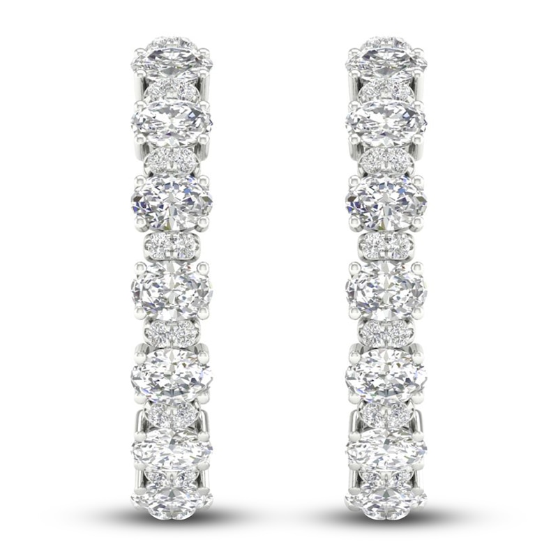 Diamond Hoop Earrings 2-3/8 ct tw Oval & Round-cut White Gold Plated