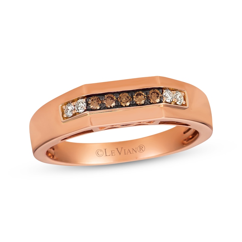 Le Vian Men's Chocolate Diamond Band 1/5 ct tw Strawberry Gold Plated