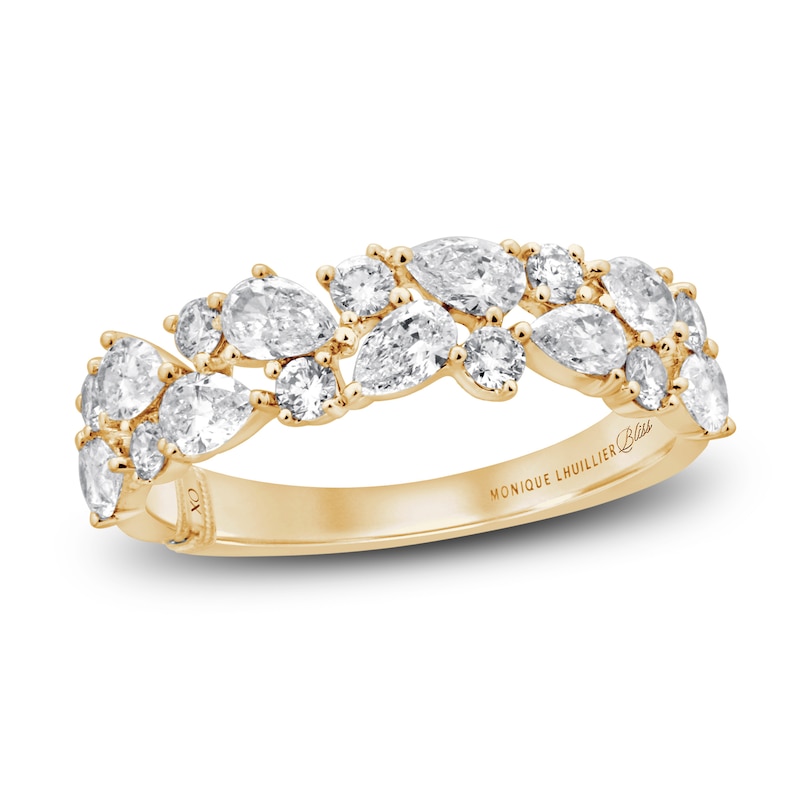 Monique Lhuillier Bliss Diamond Anniversary Band 1-1/4 ct tw Round & Pear-shaped Yellow Gold Plated