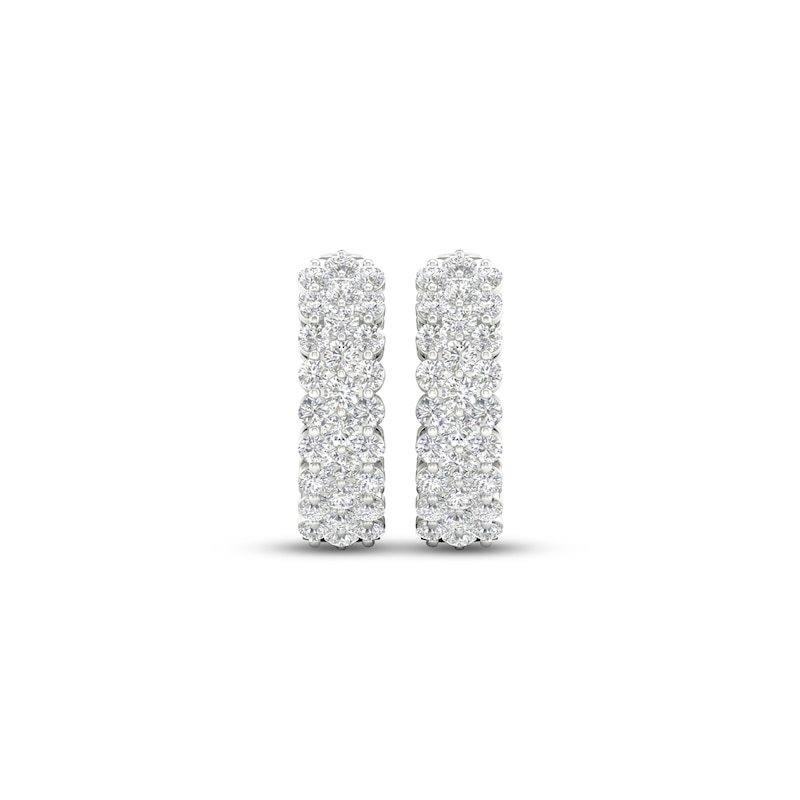 Diamond Three-Row Hoop Earrings 2 ct tw White Gold Plated