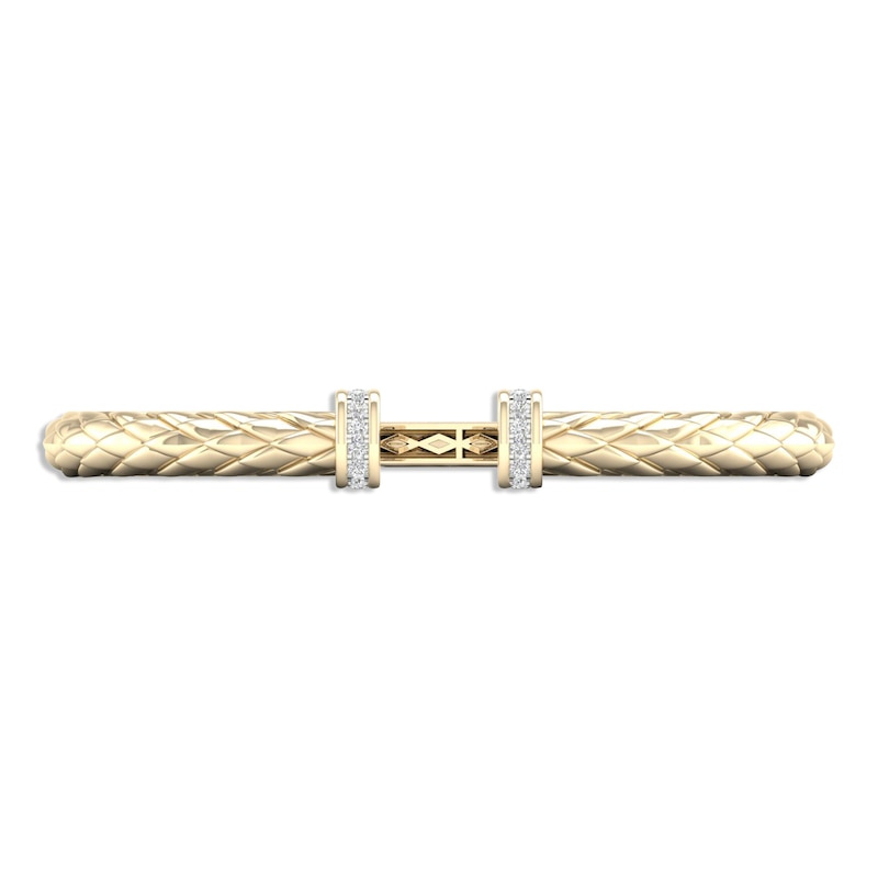 Diamond Quilted Cuff Bangle Bracelet 1/3 ct tw Round-cut Yellow Gold Plated