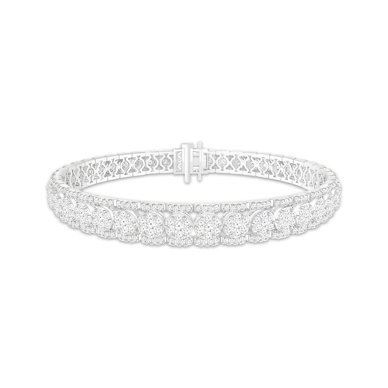 Multi-Diamond Railroad Link Bracelet 5 ct tw White Gold Plated 7.25