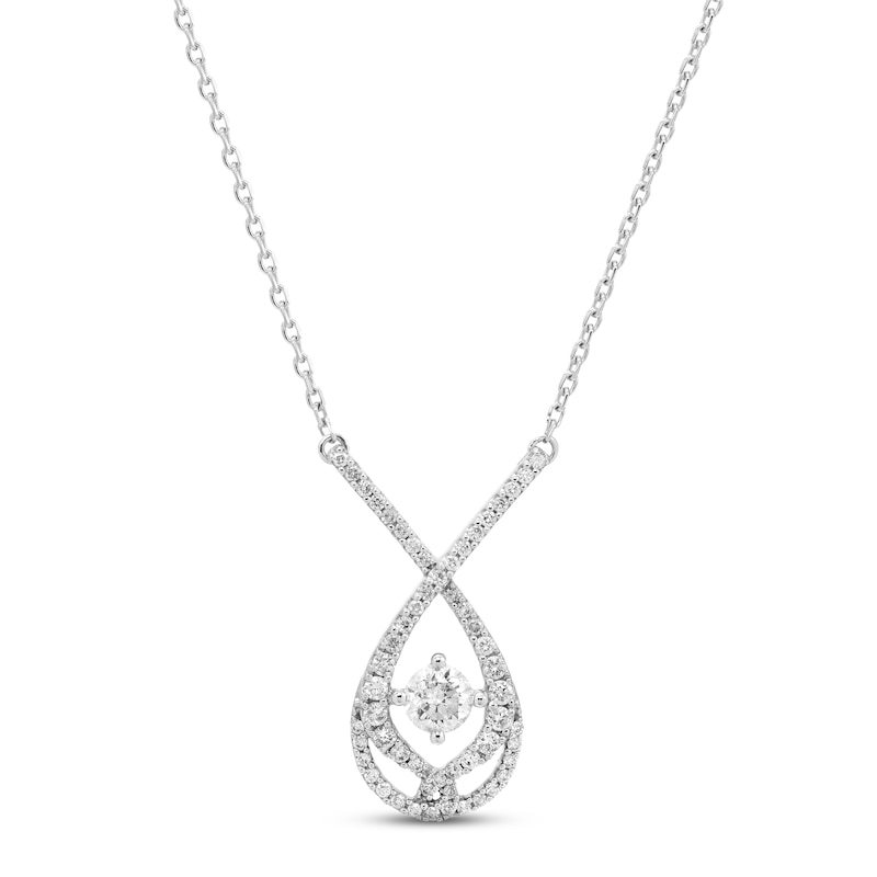 Love Entwined Diamond Necklace 1/5 ct tw Round-cut Silver Plated 18