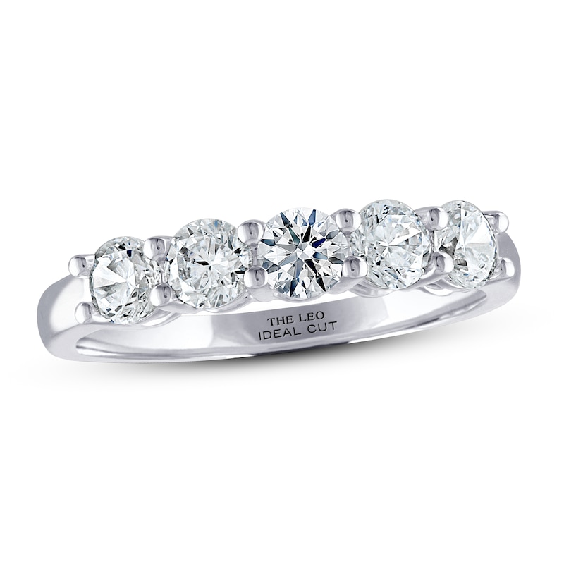 THE LEO Ideal Cut Diamond Anniversary Ring 1 ct tw White Gold Plated