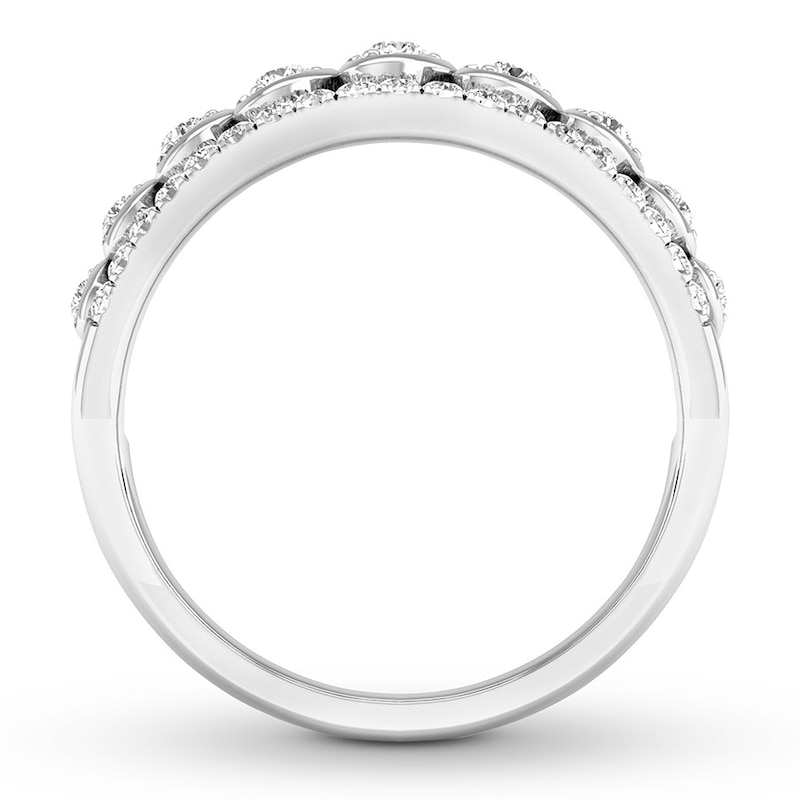 Diamond Heart Anniversary Band 1/2 ct tw Round White Gold Plated