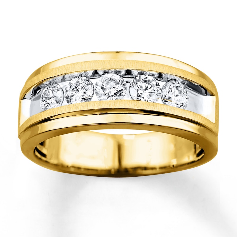 Men's Diamond Ring 1 ct tw Round-cut Yellow Gold Plated