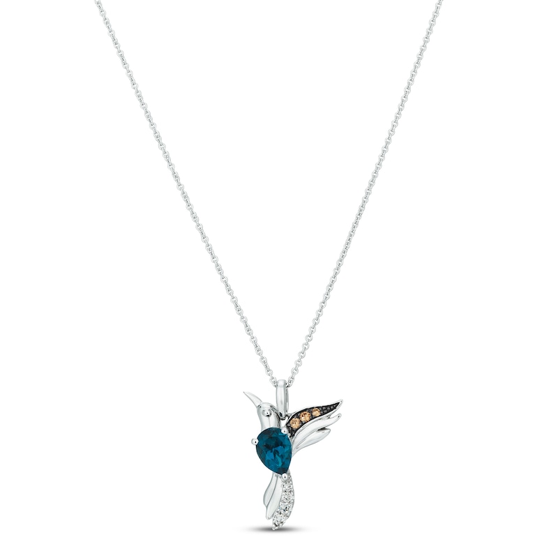 Le Vian Blue Topaz Bird Necklace 1/20 ct tw Diamonds Vanilla Gold Plated 18