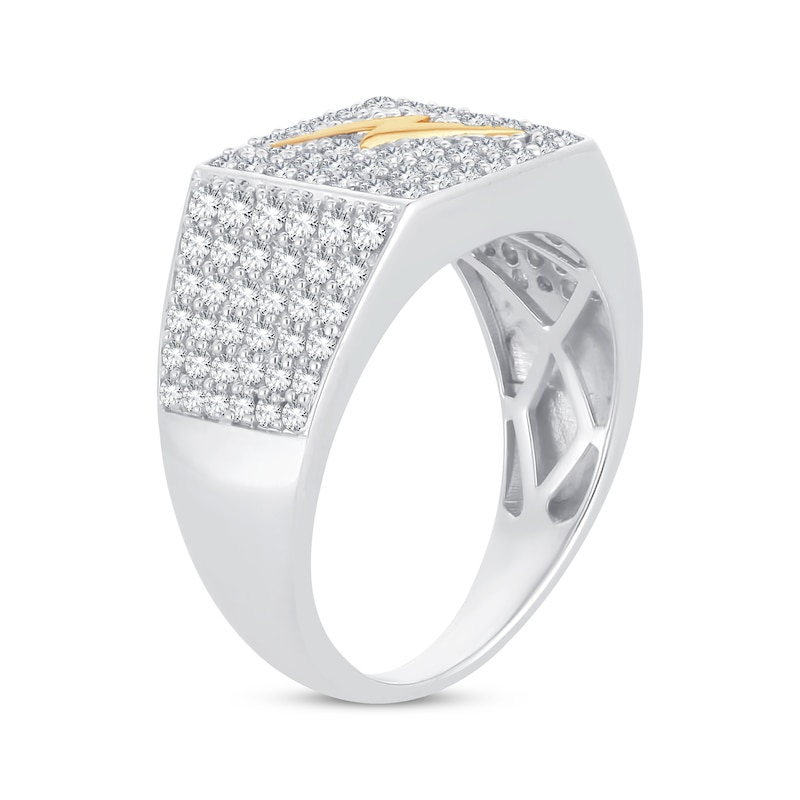 Men's Diamond Lightning Bolt Ring 1-1/2 ct tw Two-Tone Gold Plated