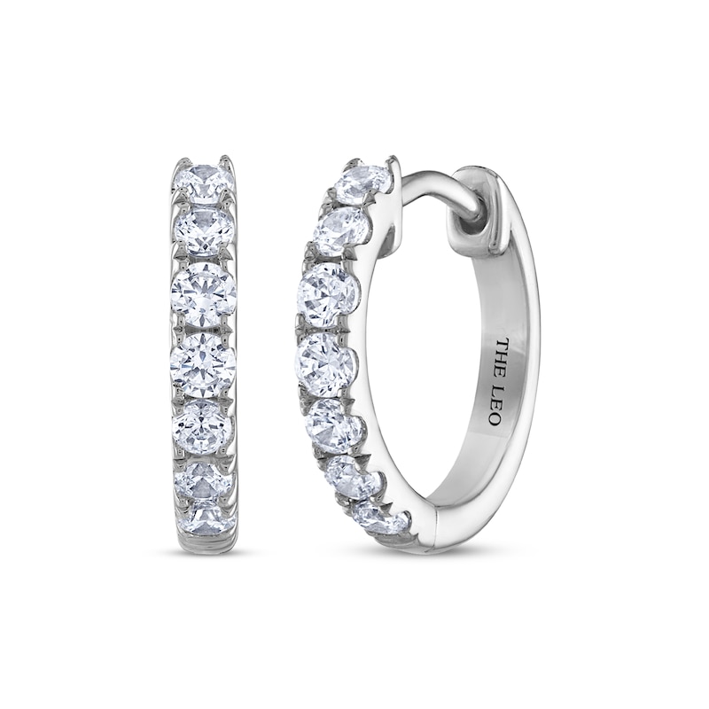 THE LEO Diamond Hoop Earrings 1/2 ct tw White Gold Plated