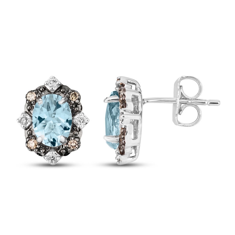 Le Vian Diamond & Aquamarine Earrings 1/10 ct tw Diamonds Vanilla Gold Plated