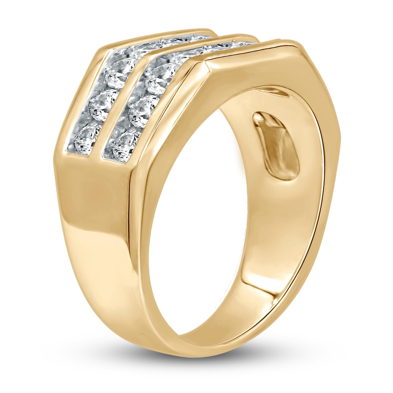 Men's Diamond Wedding Band 2 ct tw Round-Cut Yellow Gold Plated