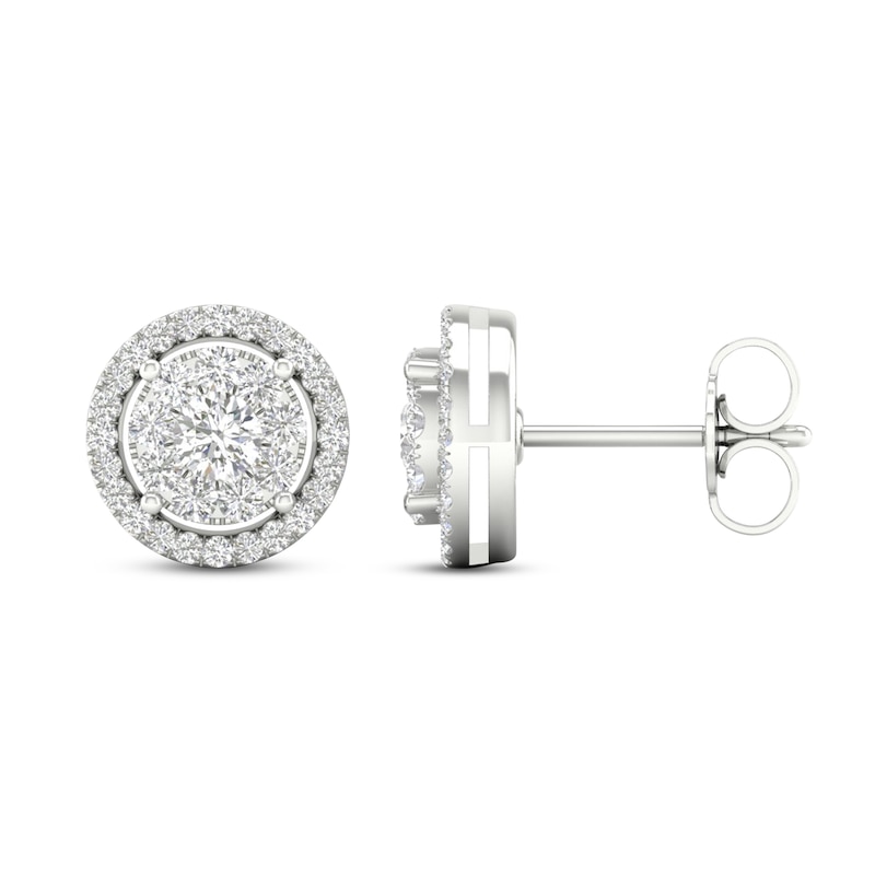 Diamond Stud Earrings 1/2 ct tw Round-Cut White Gold Plated