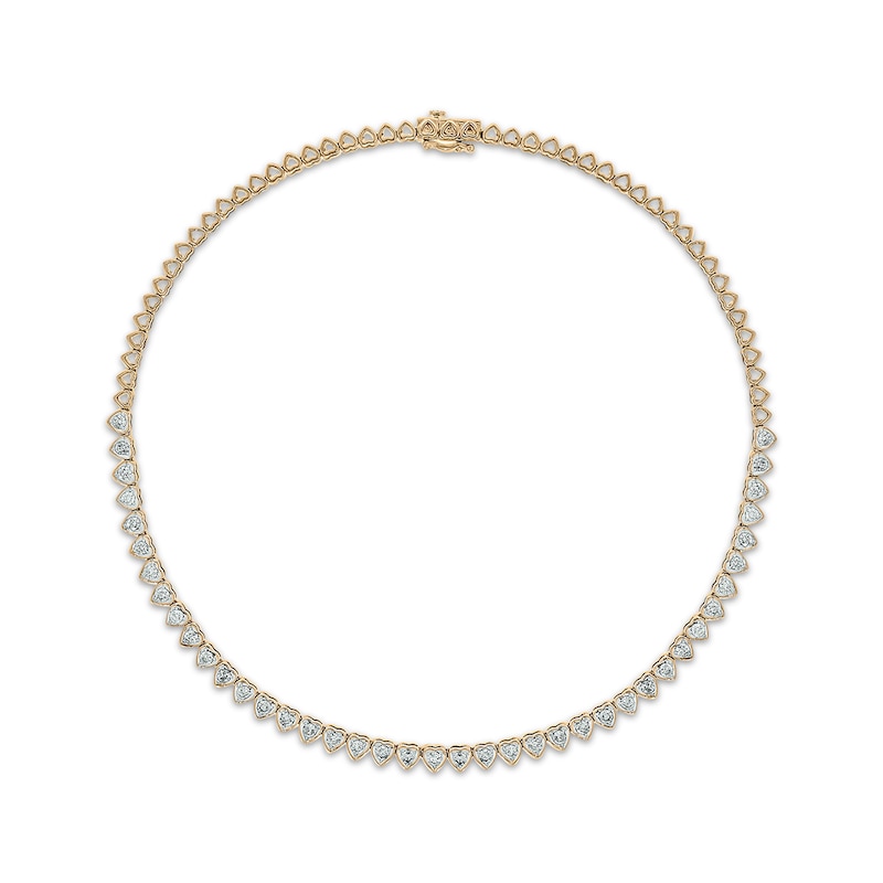 Diamond Heart Choker Necklace 4 ct tw Yellow Gold Plated 16