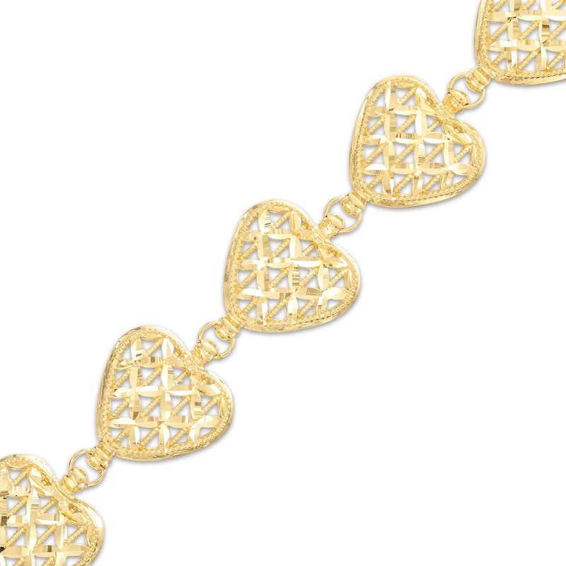 Italian Brilliance Heart Link Bracelet Yellow Gold Plated 7.5