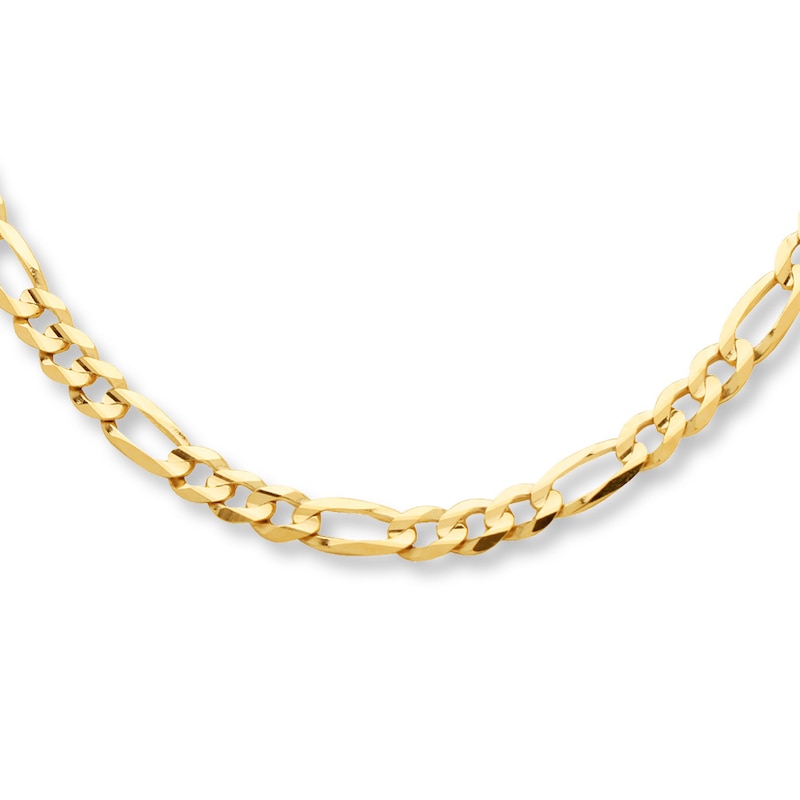 Solid Figaro Necklace Yellow Gold Plated 22