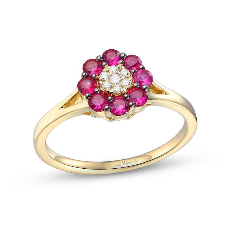 Le Vian Diamond & Ruby Ring 1/20 ct tw Diamonds Honey Gold Plated