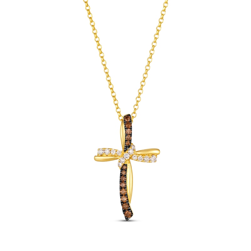 Le Vian Diamond Twist Cross Necklace 1/2 ct tw Honey Gold Plated 19