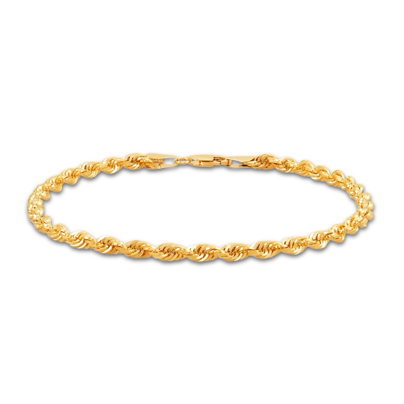 Solid Rope Chain Bracelet Yellow Gold Plated 8.5