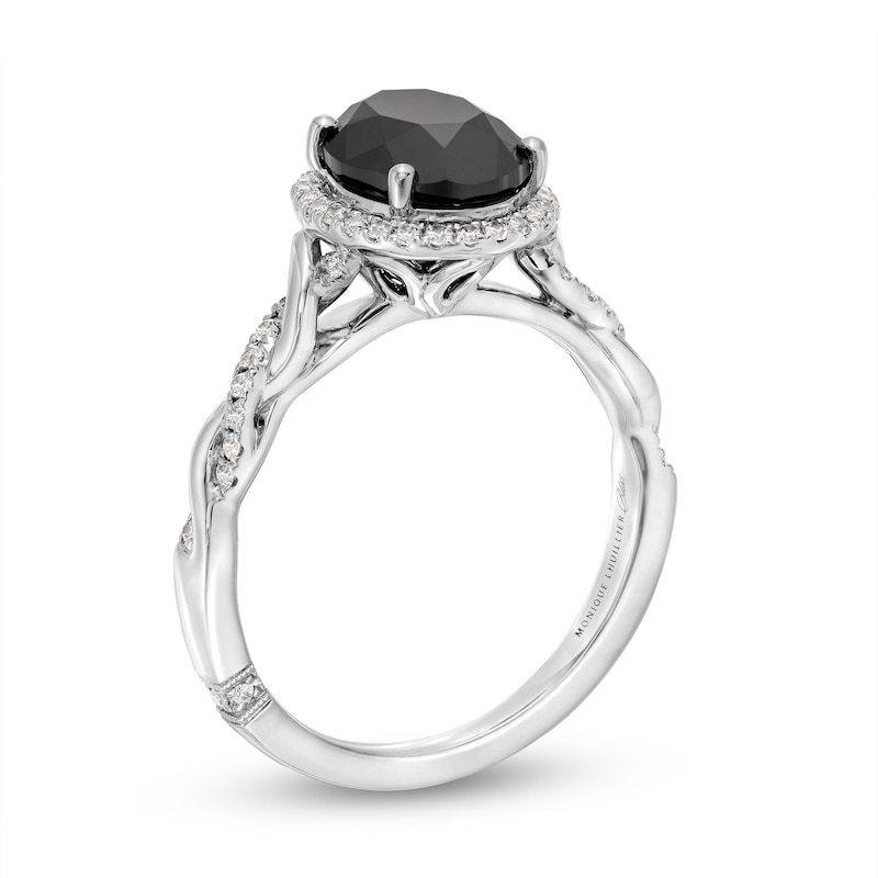Monique Lhuillier Bliss Oval-Cut Black & White Diamond Engagement Ring 2-1/8 ct tw White Gold Plated