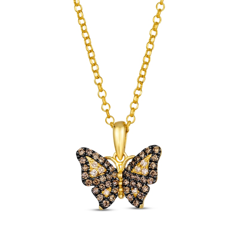Le Vian Diamond Butterfly Necklace 1/3 ct tw Honey Gold Plated 19