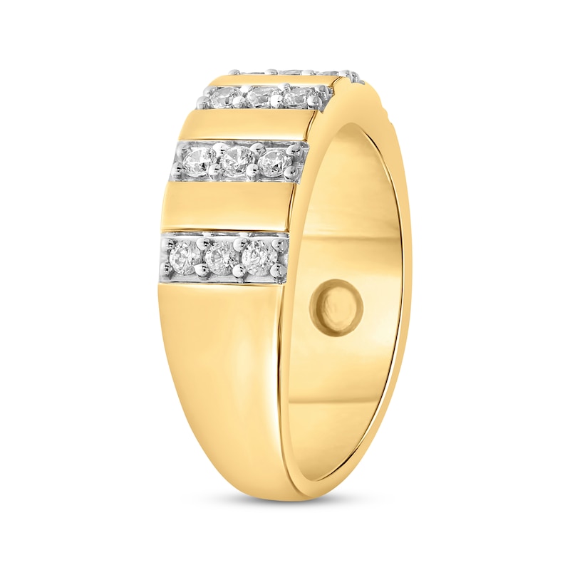Men’s Diamond Stripe Wedding Band 3/4 ct tw Yellow Gold Plated