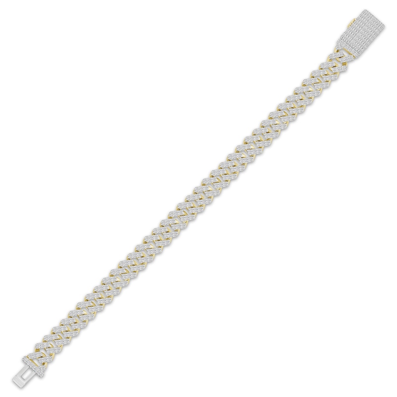 Men's Baguette-Cut Diamond Curb Chain Bracelet 3-1/2 ct tw Yellow Gold Plated 8.5