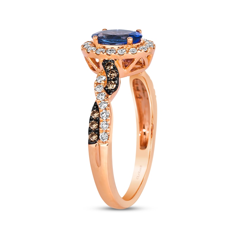 Le Vian Chocolate Twist Tanzanite Ring 1/3 ct tw Diamonds Strawberry Gold Plated