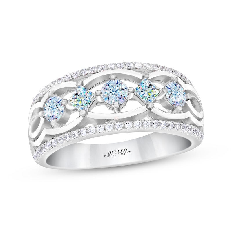 THE LEO First Light Diamond Princess & Round-Cut Anniversary Band 3/4 ct tw White Gold Plated