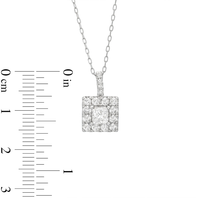 Diamond Necklace 1 ct tw Princess & Round-cut White Gold Plated 18