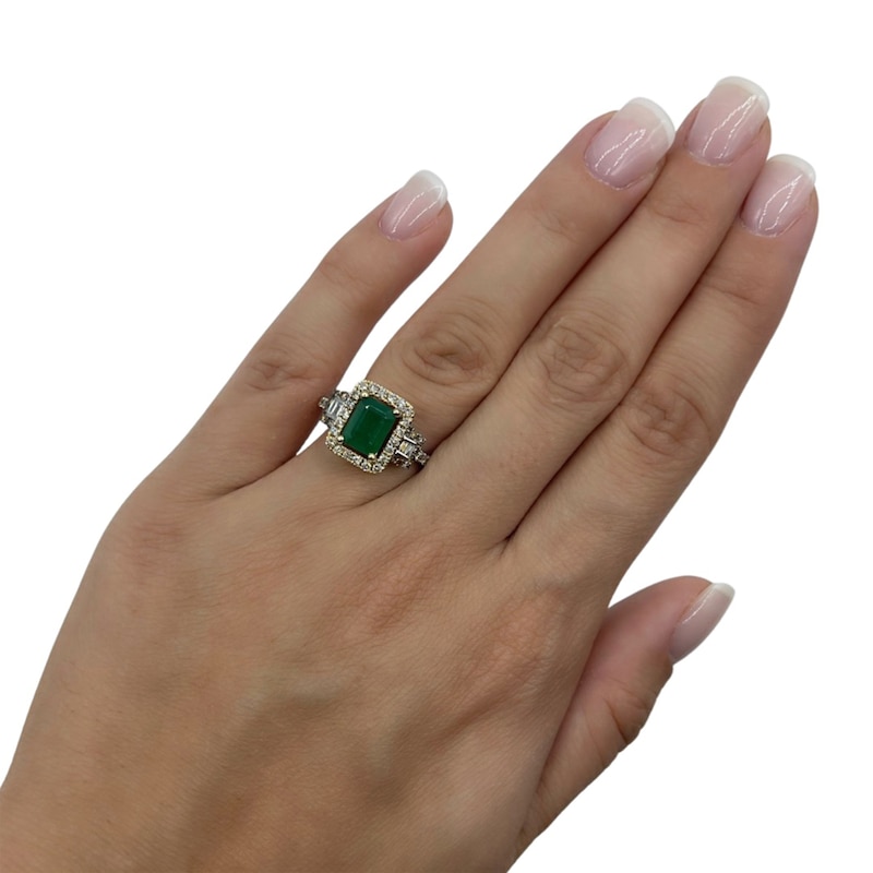 Le Vian Emerald Ring 5/8 ct tw Diamonds Two-Tone Gold Plated