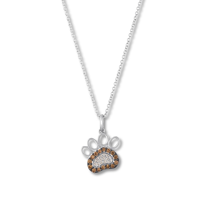 Le Vian Chocolate Diamond Paw Print Necklace 1/5 ct tw Vanilla Gold Plated