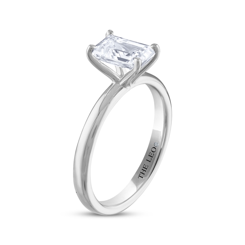 THE LEO Diamond Emerald-Cut Solitaire Engagement Ring 1-1/2 ct tw White Gold Plated