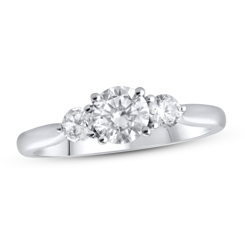 Lab-Created Diamonds by Three-Stone Engagement Ring 1 ct tw White Gold Plated